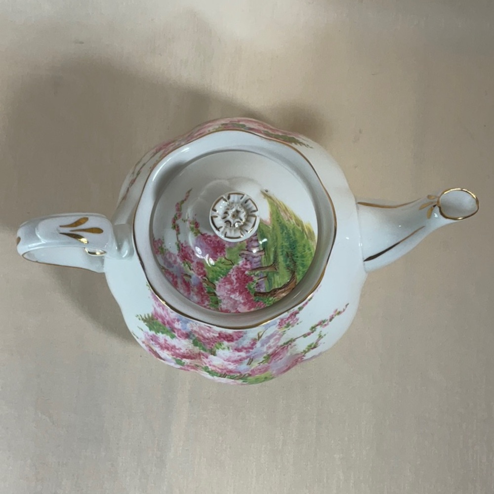 Royal Albert Blossom Time Teapot with Green and Pink Accents - Picture 3 of 16